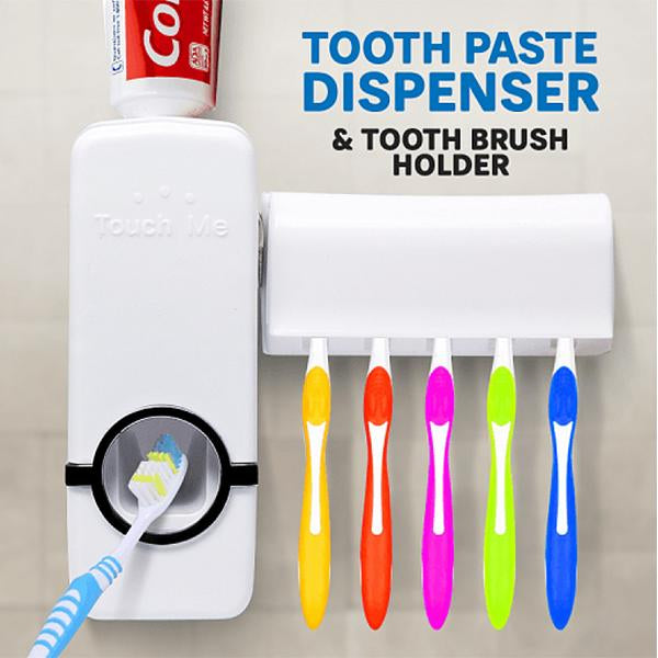 Automatic Toothpaste Dispenser & Toothbrush Holder – White (High Quality)