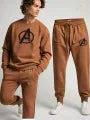 RichMan Brown Round Neck Sweatshirt & Trouser Tracksuit – Premium Sweatshirt and Trouser Set for Men