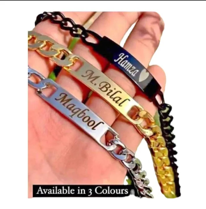 Personalized Name Bracelet for Adults – Premium Chain with Custom Engraving & Gift Box | Available in 3 Elegant Colors