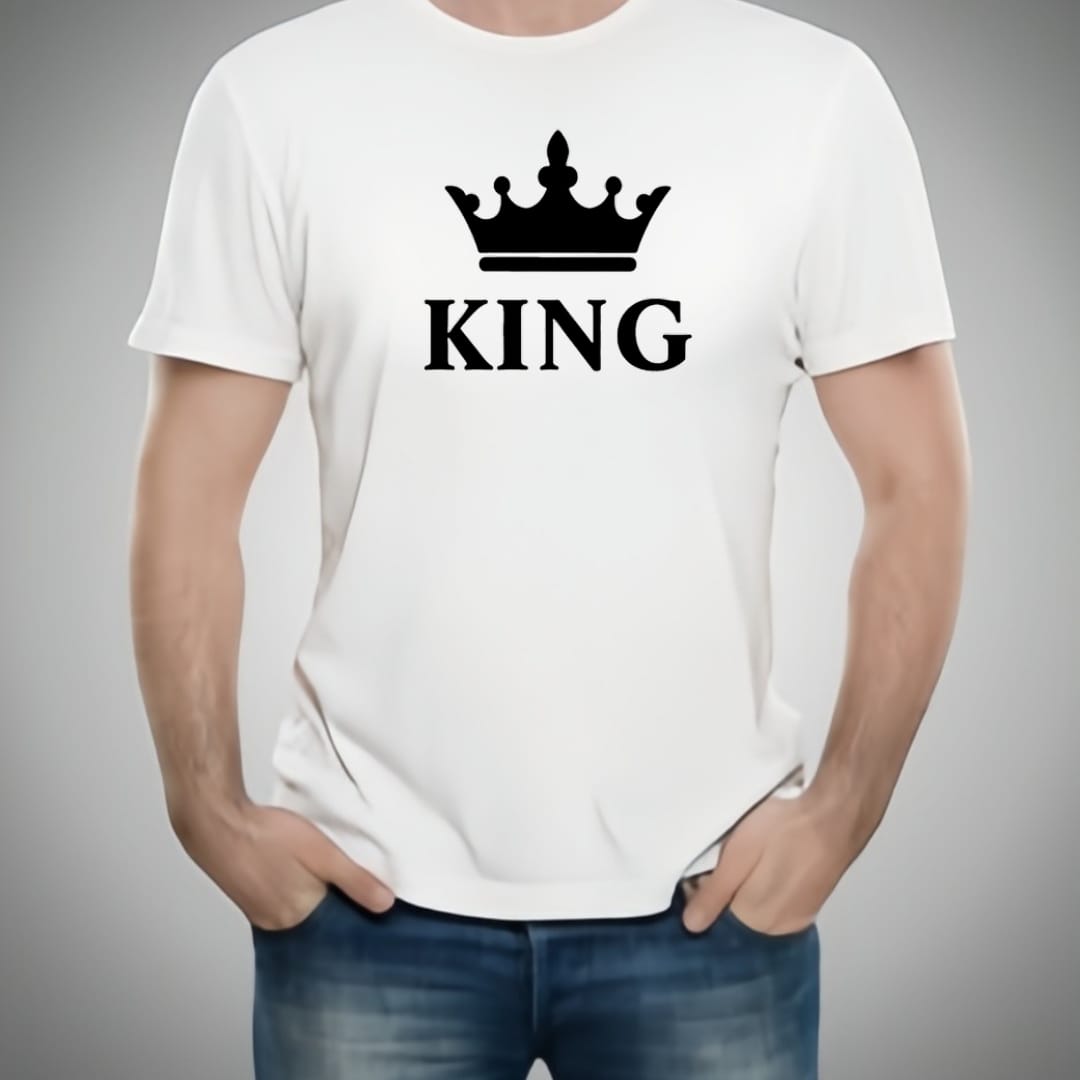 King & Queen Style White T-Shirts – Matching Couple Tees | Premium Quality for Men & Women