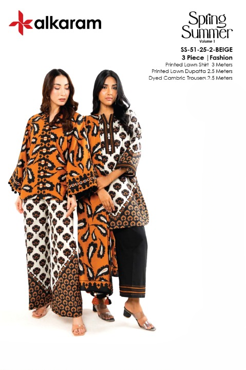 Alkaram Lawn | 3-Piece Unstitched Casual Wear | Summer 2025 Collection Vol. 1 ❤️