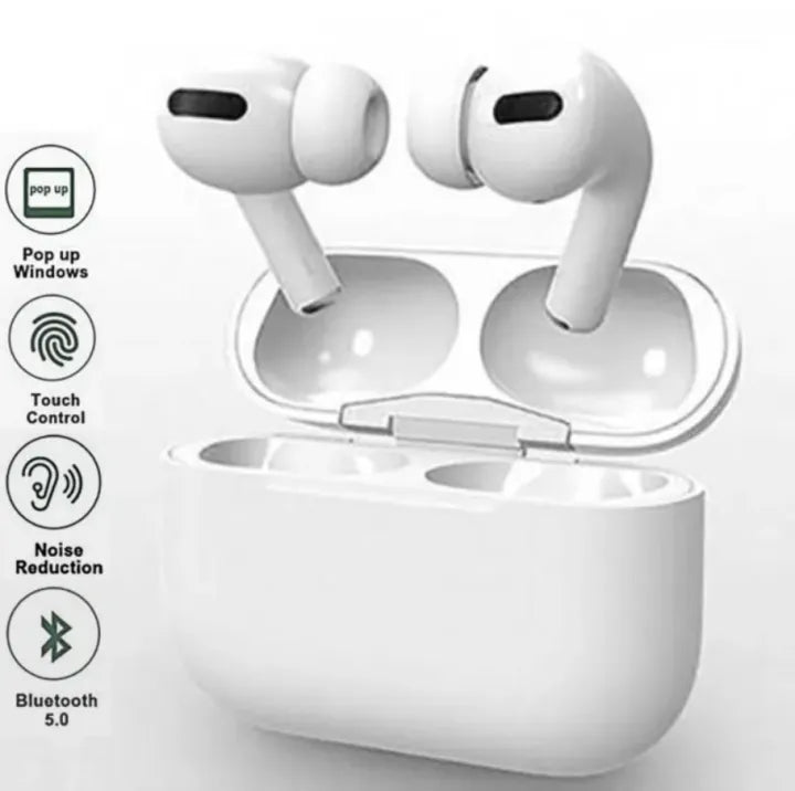 Pro White TWS AirPods – True Stereo Wireless Earbuds with High-Quality Sound & Touch Sensors