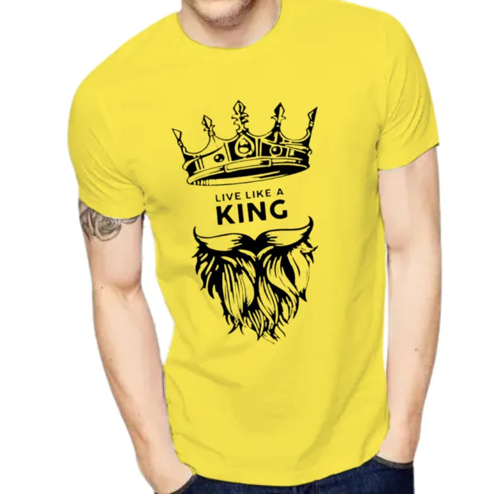 FashionPoint – “Live Like A King” Printed T-Shirt | Summer Collection | Smart Fit Casual O-Neck Half Sleeve Tee for Me