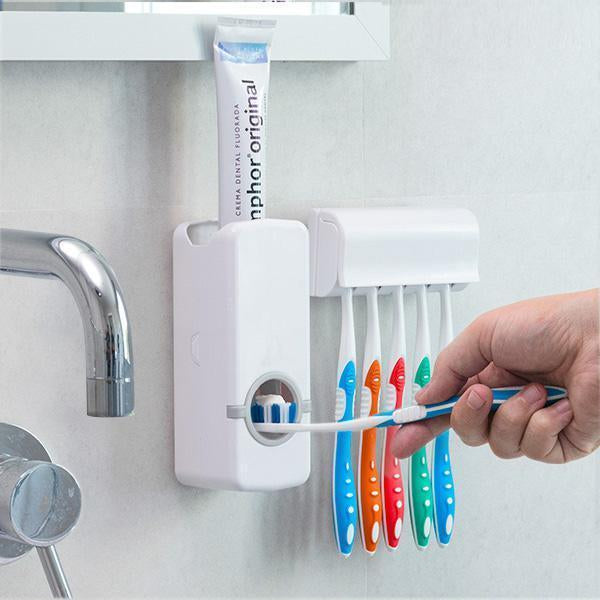 Automatic Toothpaste Dispenser & Toothbrush Holder – White (High Quality)
