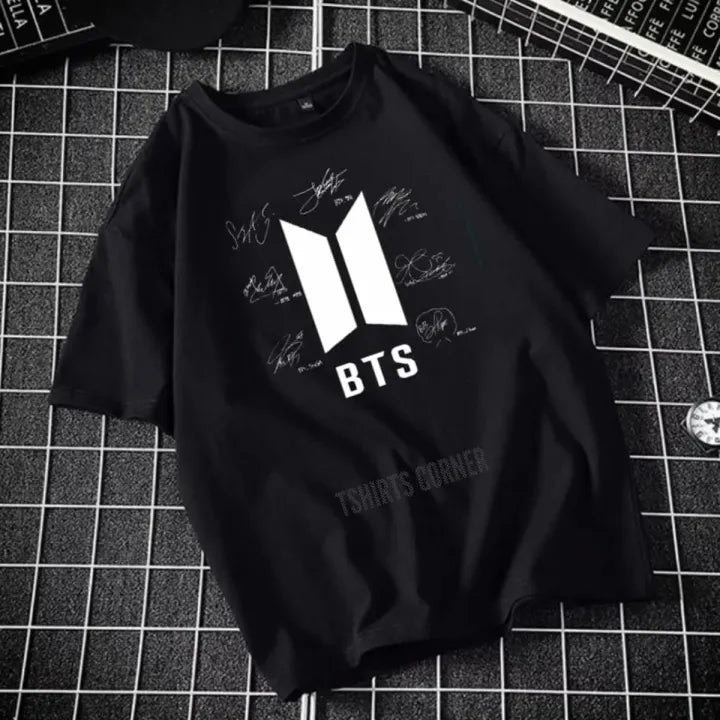 Stylish BTS Signature Printed Round Neck Half-Sleeve T-Shirt for Girls & Women