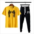 New Arrival 2-Piece Angle Wings Printed Summer Tracksuit – Soft & Comfortable Fabric T-Shirt + Trouser for Men and Boys