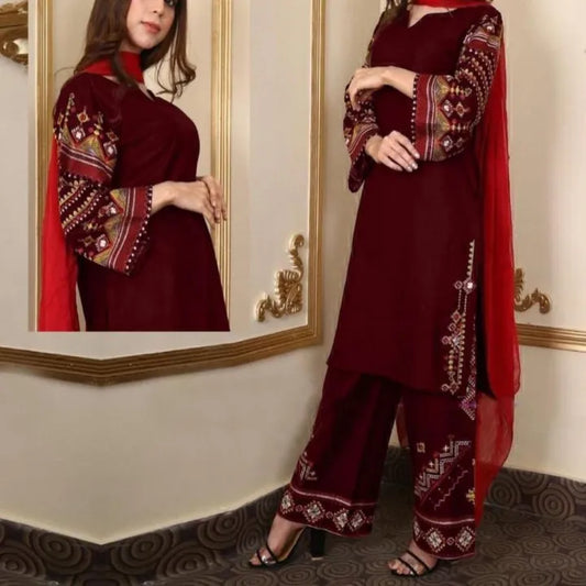2-Piece Stitched Stylish Gala Linen Dress Set (Shirt & Trouser) for Girls & Women