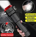 Multifunctional 8-in-1 Portable Rechargeable LED Flashlight – Ultra-Bright Torch with Car Emergency Tools (Window Breaker, Cutter, Hammer) for Outdoor & Household Use