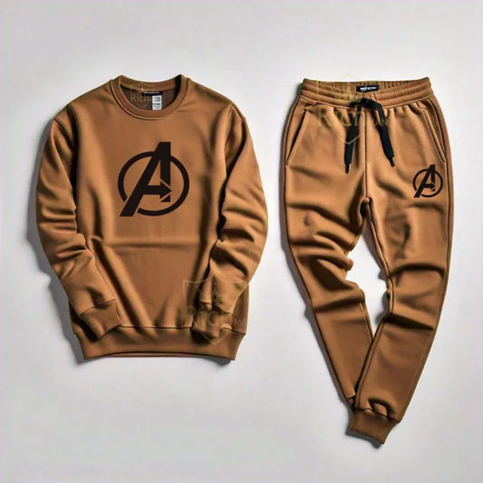 RichMan Brown Round Neck Sweatshirt & Trouser Tracksuit – Premium Sweatshirt and Trouser Set for Men