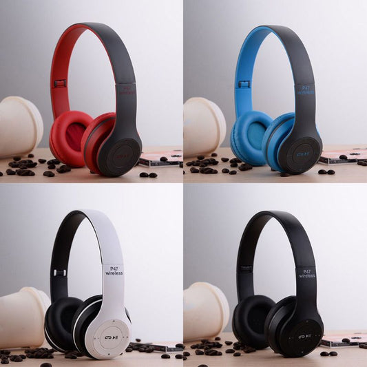 P47 Wireless Bluetooth Foldable Headset with Microphone – FM Radio & TF Card Support for PC, TV, Smartphones & Tablets