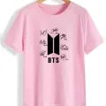 Stylish BTS Signature Printed Round Neck Half-Sleeve T-Shirt for Girls & Women