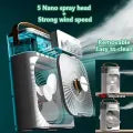 3-in-1 Mini Portable Air Conditioner Fan – USB Electric Desktop Fan, Humidifier & Water Mist Cooler with LED Color Lights | Adjustable Speed & Spray for Room, Office & Home