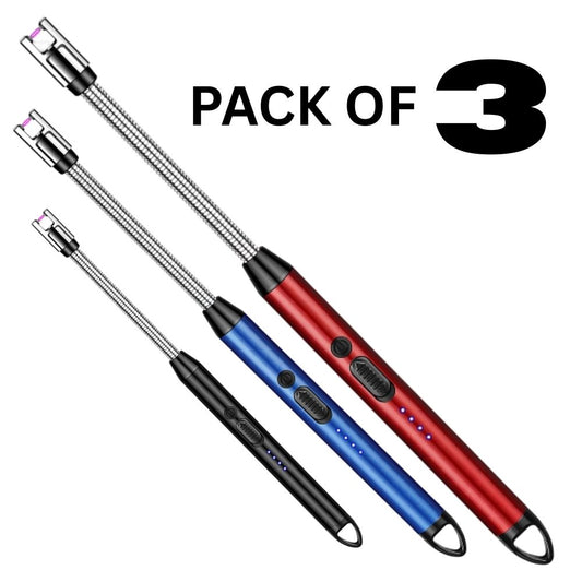 S DEALS Rechargeable Electric Kitchen Lighter – USB Arc Lighter with 360° Flexible Long Neck, Windproof & Flameless Plasma Lighter for Stove, BBQ, Candles, Camping, and Fireplaces | LED Battery Display | No Gas Needed