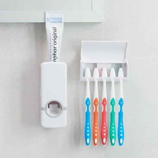 Automatic Toothpaste Dispenser & Toothbrush Holder – White (High Quality)