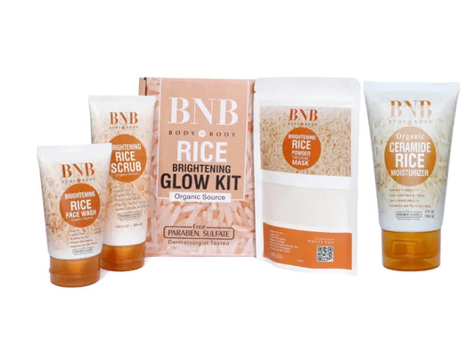 3-in-1 Brightening Glow Kit – Rice Scrub, Face Wash & Mask Set