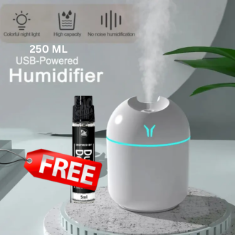 220ml Mini Air Humidifier & Aromatherapy Diffuser – USB-Powered Desktop Mist Maker with Colorful LED Light and Free 5ml Fragrance – Silent & Portable for Room, Car, and Office
