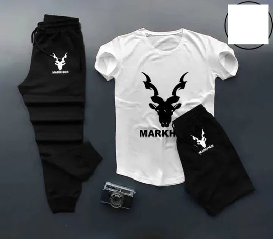 Men’s & Boys’ Summer Printed Tracksuit – Soft, Comfortable T‑Shirt & Trousers (Black)