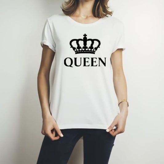 King & Queen Style White T-Shirts – Matching Couple Tees | Premium Quality for Men & Women