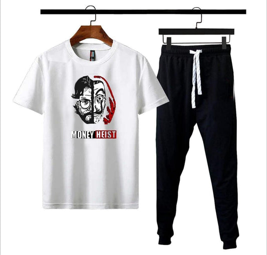 Men’s White Summer Track Suit with Billionaire Print