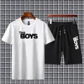 New Arrival 2-Piece Black Summer Tracksuit for Men & Boys – T-Shirt and Shorts Set