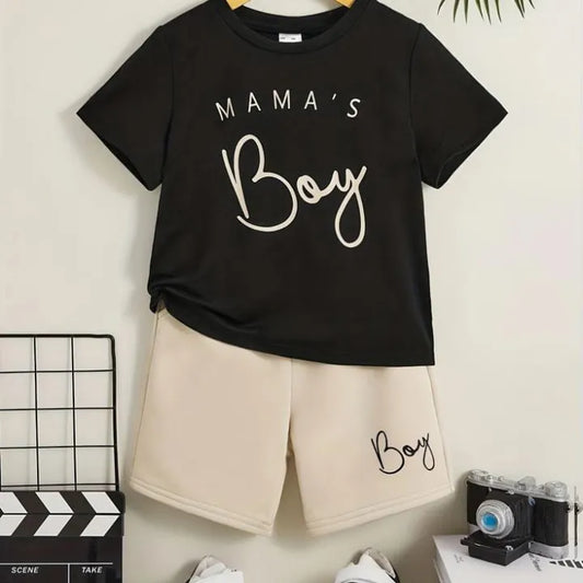 Mama’s Boys Casual Set – Stylish T-Shirt & Nike Shorts Combo