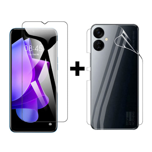 Tecno Spark 9T Tempered Glass Screen Protector – Premium High-Quality Polish Glass + Back Matte Protector & Soft Skin Film Protector
