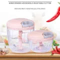 Multifunctional Hand-Pull Kitchen Food Chopper – Onion Chopper, Garlic Press, Turbo Cutter, Meat Shredder, Grinder &amp; Blender | Cuts Fruits, Vegetables, Nuts &amp; Herbs | 900ml, 500ml &amp; 200ml Containers