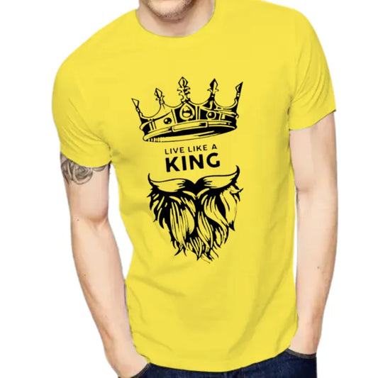 FashionPoint – “Live Like A King” Printed T-Shirt | Summer Collection | Smart Fit Casual O-Neck Half Sleeve Tee for Me